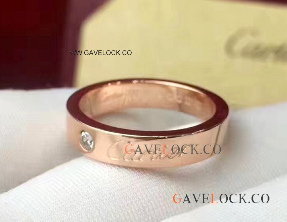 Copy Cartier Love Wedding Band 1 Diamond - Rose Gold